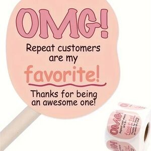 Pink "OMG Repeat Customers are my Favorite" Sticker Set, New